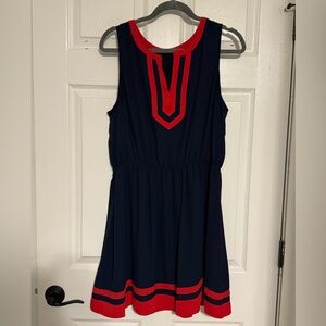 41 Hawthorn Navy Dress with Red Trim